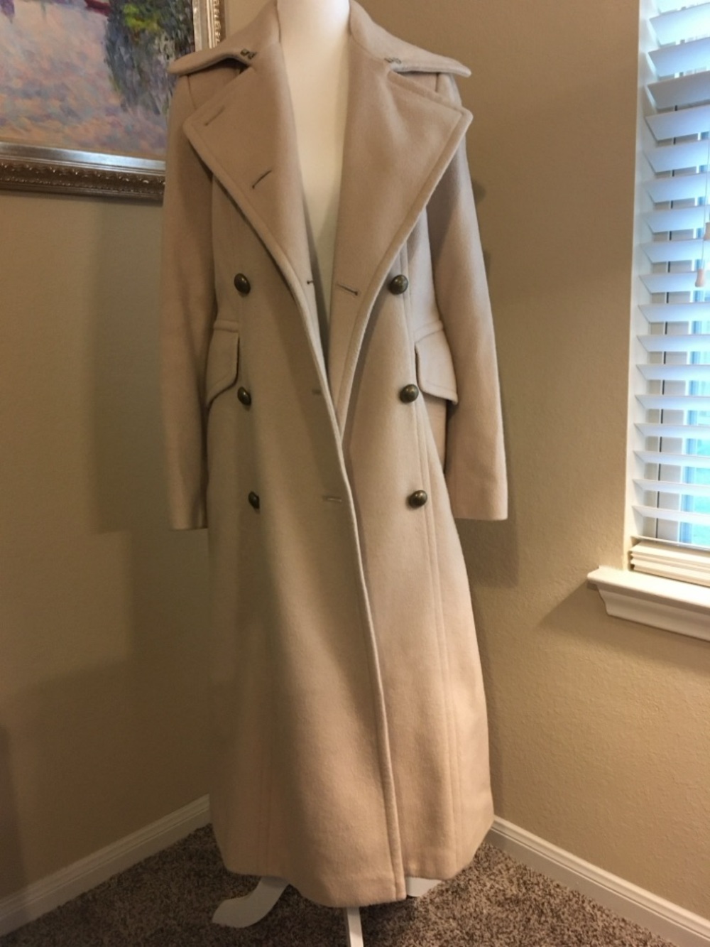 Banana Republic Beige Double-Breasted Long Trench Coat
